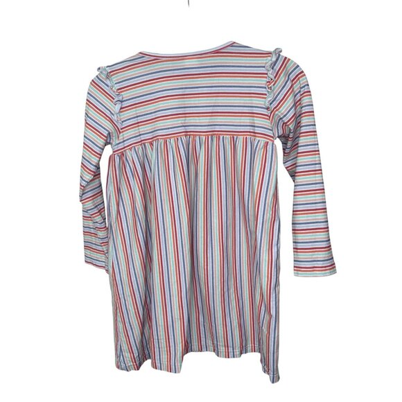 James & Lottie Girls Striped Dress Ruffle Detail Sz 10 Rainbow Fall School READ - Picture 8 of 8